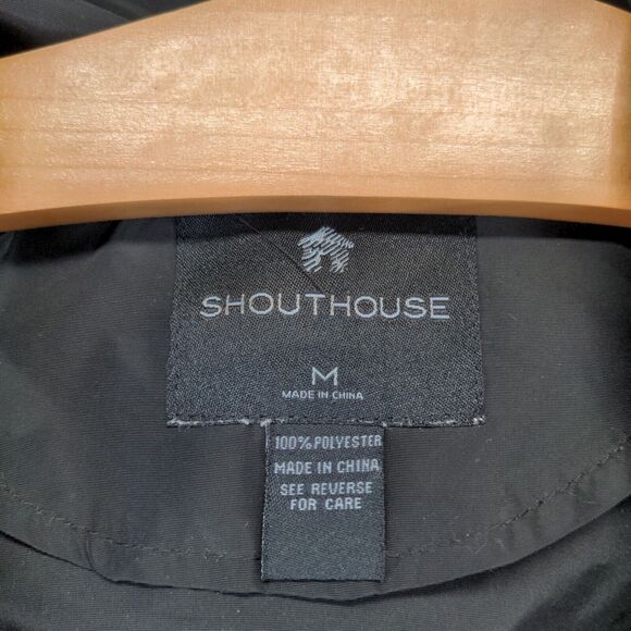 Shouthouse Full Zip Hooded Rain Jacket Mens Medium Long Sleeve Black Polyester - Picture 9 of 12